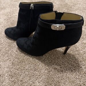Black Coach Signature Bennet Ankle Boots with silver hardware. Size 8 1/2